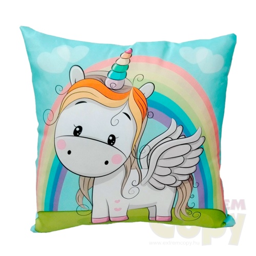 Egyedi fényképes unikornis párna saját fényképpel, kék,  kétoldalas