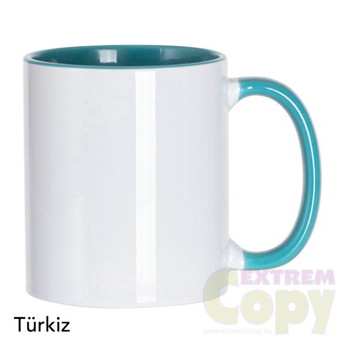 Egyedi fényképes bögre színes belsővel, türkiz
