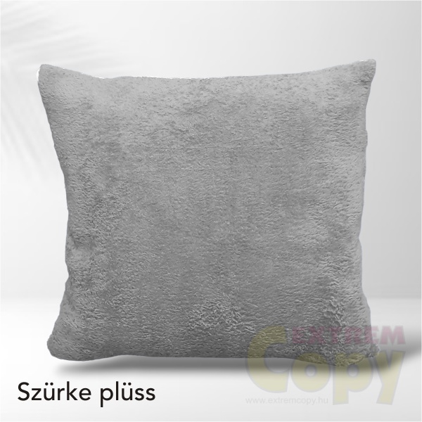 Egyedi fényképes párna saját fotóval, szürke plüss
